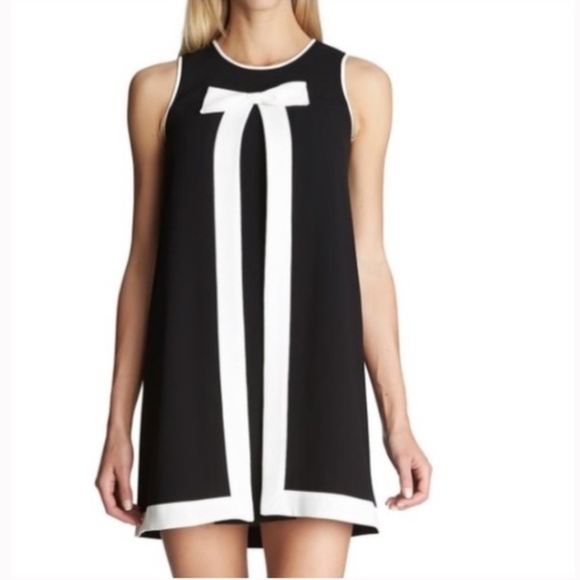 CECE black and white front bow mini dress size 10. - Picture 3 of 6